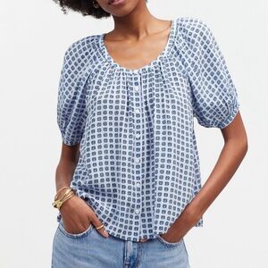 NWT Madewell Women's XL Puff-Sleeve A-Line Blouse Casual Top Washed Lavender